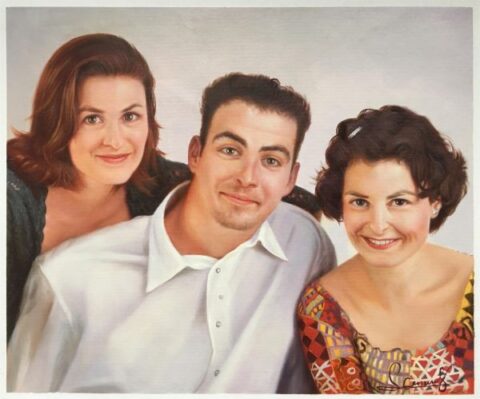 Three People Family Portraits Oil Painting Custom from Photos